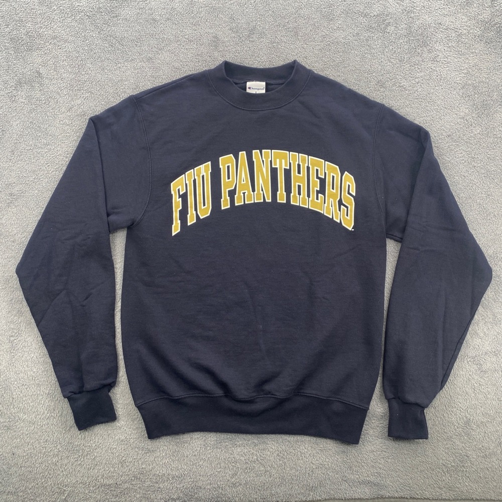 FIU Panthers Sweatshirt Mens Small Navy Blue Champion College Crewneck Pullover